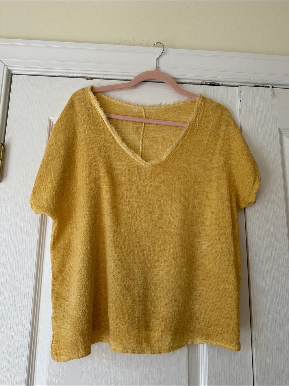 Yellow V-Neck Lightweight Women's Top